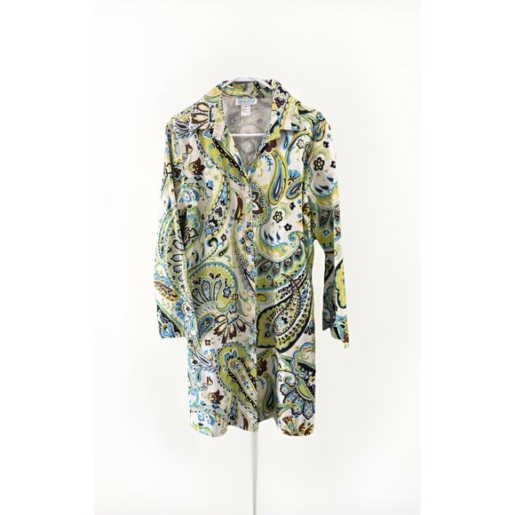 Vtg Charlotte Kellogg Jacket Tunic Palm Beach USA Paisley Button up Sz 16 - Picture 1 of 14